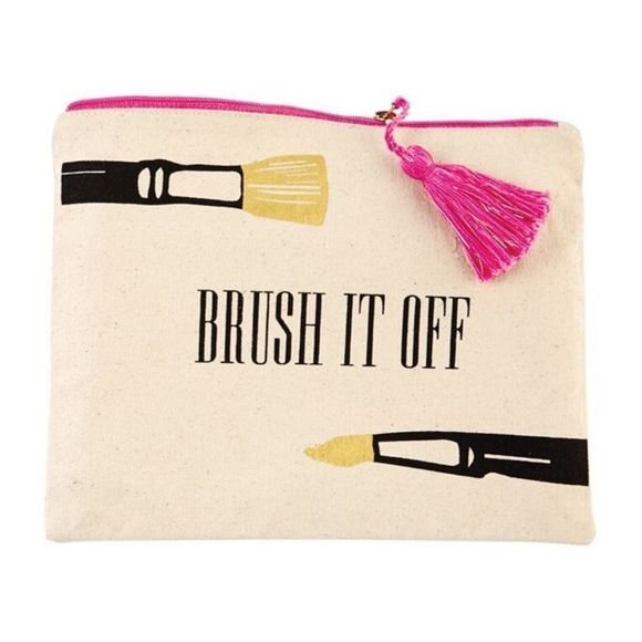 Mud Pie Handbags - Brush It Off Canvas Cosmetic Makeup Bag Case